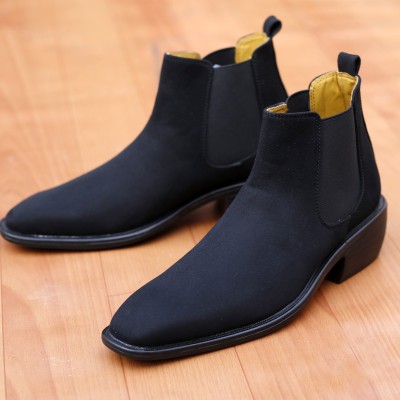 global rich Mens Suede Height Increasing Casual Boots Boots For Men(Black , 5)