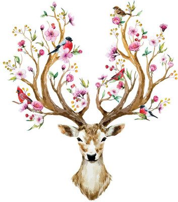 Asian Paints 64 cm Deer Antlers Vinyl Wall Removable Sticker(Pack of 1)