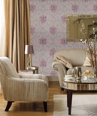 WolTop Floral & Botanical Pink Wallpaper(500 cm x 40 cm)