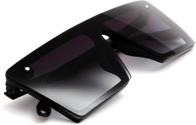 KiwiCaves Rectangular Sunglasses(For Men & Women, Black)