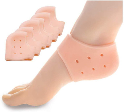 Maitri Enterpeise Silicon Gel Heel Socks Pad Heel Pain Relief Heel Support (Free Size, Orange) Heel Support
