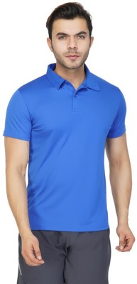 VECTOR X Solid Men Polo Neck Blue T-Shirt