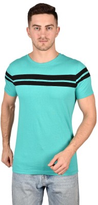 DHAGA Striped Men Round Neck Black, Light Green T-Shirt