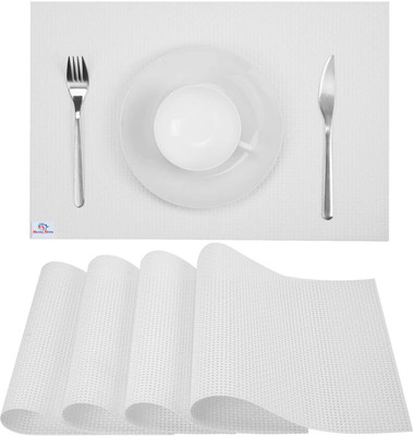 Heart Home Rectangular Pack of 6 Table Placemat(White, PVC)