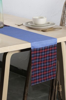 Mezposh Red, Blue 180 cm Table Runner(Cotton, Canvas)