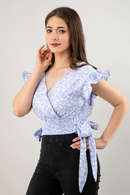 PRETTY LOVING THING Casual Printed Women Blue Top