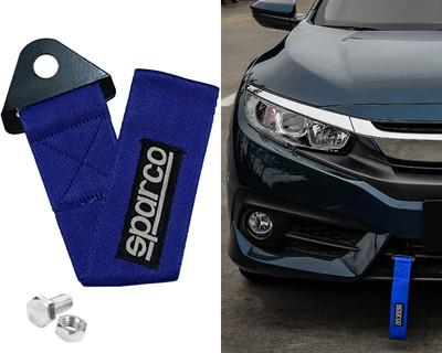 Selifaur Imported High Strength Universal Front & Rear Nylon Racing Car Tow Strap Tow Rope Blue 0.2 m Towing Cable(Nylon, Iron, 2000 kg Pull Capacity)