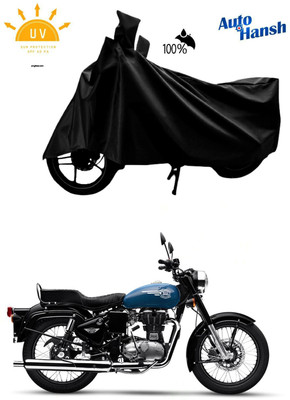 AutoHansh Waterproof Two Wheeler Cover for Royal Enfield(Bullet 350, Black)
