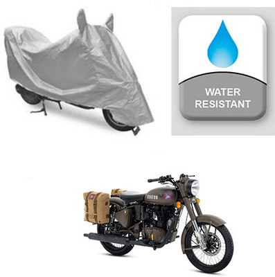 Atulit enterprises Two Wheeler Cover for Royal Enfield(Classic 500, Silver)