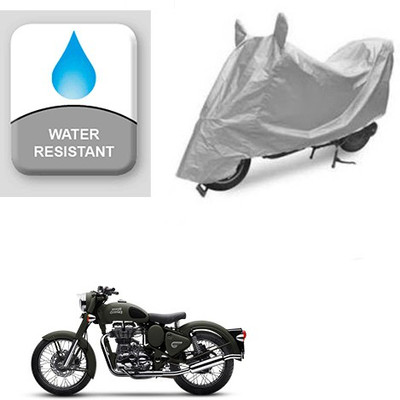 Atulit enterprises Two Wheeler Cover for Royal Enfield(Battle, Silver)