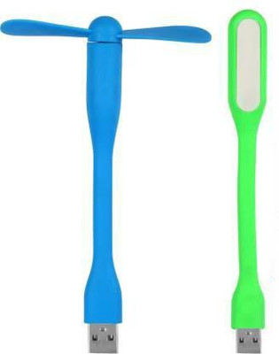 icall Combo of Portable & Flexible 2-blade USB Fan, Led Light 02 Laptop Accessory, USB Fan, Led Light(Multicolor)