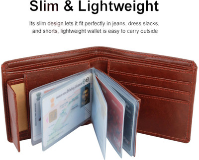 HENEDA Men Casual Brown Artificial Leather Wallet(10 Card Slots)