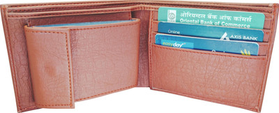Magic Design Men Casual Tan Artificial Leather Card Holder(10 Card Slots)