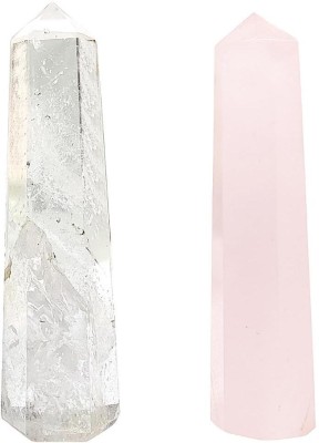 Shubhanjali Crystal Energized Shiv Shakti Pair Clear and Rose Quartz Pencils Tower Pair 5 Cm Crystal Yantra(Pack of 2)
