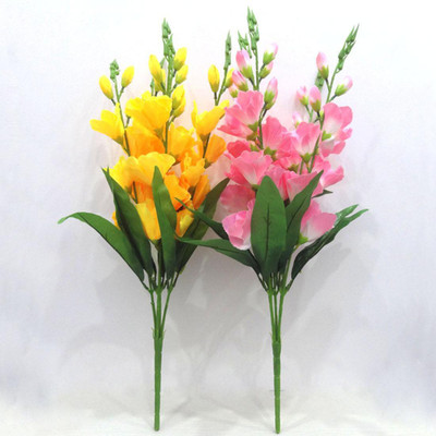 OM COLLECTIONS GLADIOLUS ARTIFICIAL FLOWER Yellow, Pink Gladiolus Artificial Flower(24.5 inch, Pack of 2, Flower Bunch)