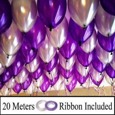 Saikara Collection Solid 10 Inch Purple, Pink Metallic Balloons for 1st Birthday Party Decorations , Welcome Baby Decoration , Bachelors Party , Office Party , Diwali , New Year Party, Christmas Decoration Items Balloon(Set of 52)