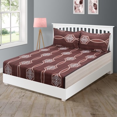 SWAYAM 240 TC Cotton Double Striped Fitted (Elastic) Bedsheet(Pack of 1, Maroon,White)