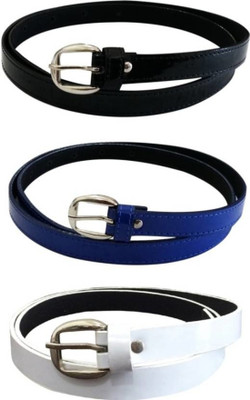 popo Women Evening, Party, Formal, Casual White, Blue, Black Artificial Leather Belt