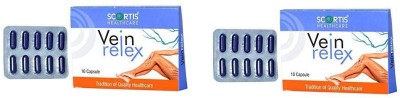 SCORTIS HEALTH CARE Relax 10 Capsules Each, For Varicose Veins, Pain Relief, Muscle Relaxant Capsules(2 x 10 Units)