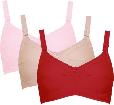 Oodles Classic Solid Women Full Coverage Non Padded Bra(Red, Beige, Pink)