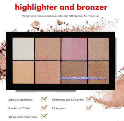 MYEONG Professional Highlighter & Bronzer Palette, Face MakeUp, Multicolor-02 Highlighter(Multi color)