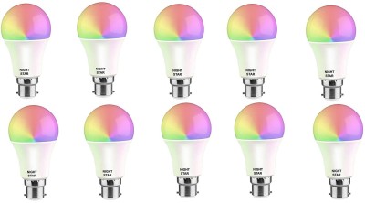 Nightstar 9 W Round B22 LED Bulb(Pink, Blue, Green, Pack of 10)