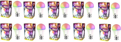 Nightstar 9 W Basic Round B22 LED Bulb(Multicolor, Pack of 10)