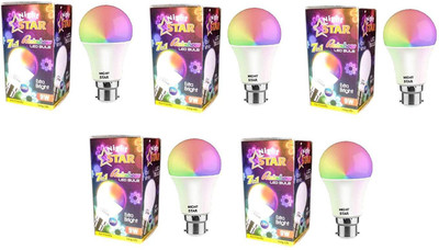 Nightstar 9 W Basic Round B22 LED Bulb(Multicolor, Pack of 5)