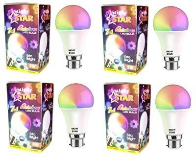 Nightstar 9 W Basic Round B22 LED Bulb(Multicolor, Pack of 4)