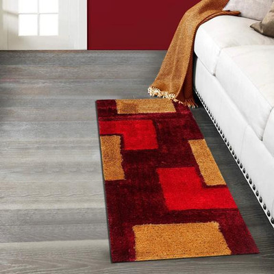 shopgallery Maroon, Gold Polyester Runner(2 ft,  X 5 ft, Rectangle)
