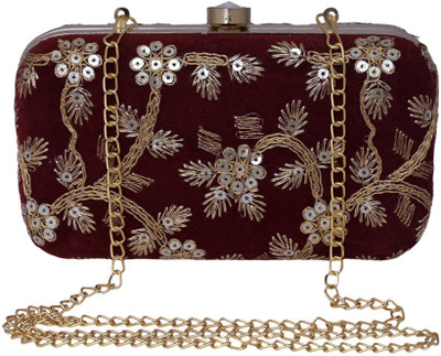 VISHESH COLLECTIONS Casual, Party Maroon  Clutch