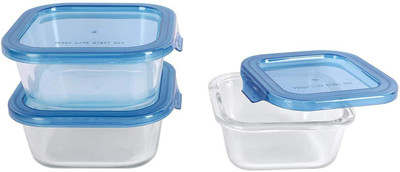Cutting EDGE Glass Utility Container  - 320 ml(Pack of 3, Blue, Clear)