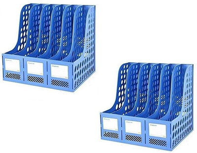MOSHTU 6 Compartments PLASTIC FILE RACK HOLDER(Multicolor)