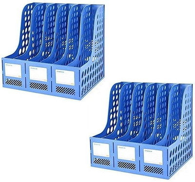 SOCHEP 6 Compartments PLASTIC FILE RACK HOLDER(Blue)