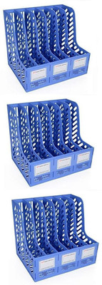 FosCadit 6 Compartments PLASTIC FILE RACK HOLDER(Blue)