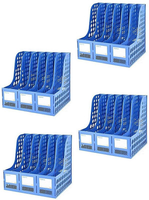 FosCadit 6 Compartments PLASTIC FILE RACK HOLDER(Blue)