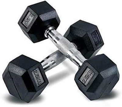 LCARNO Hexa Dumbbell Double Hexagon 2.5*2 Hex Dumbbell for Home Gym Workout (pack of 2) Fixed Weight Dumbbell(5 kg)