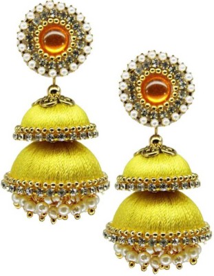 Sanj Two Step Jhumki Beads Fabric Jhumki Earring