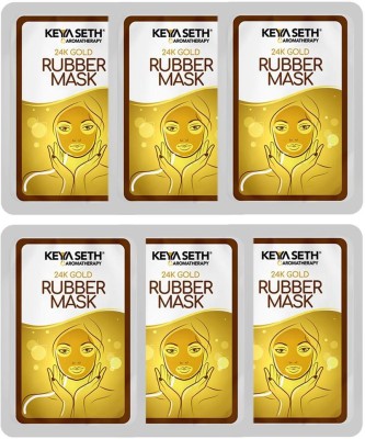 KEYA SETH AROMATHERAPY 24K Gold Rubber Facial Mask for Brightening & Whitening Enriched with Aloe Vera & Chamomile Extract (Pack of 6)(180 g)