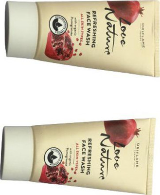 Oriflame LOVE NATURE REFERSHING FACE WASH WITH ORGANIC POMERGRANATE PACK OF 2 Face Wash(100 g)