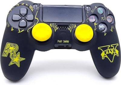 TMG GTA V Theme Silicone Protective Skin Case Cover for PS4 Controller High Quality Protective Silicone Cover with 2 PC with Matching Thumb Grips(Yellow) Gaming Accessory Kit - Price History