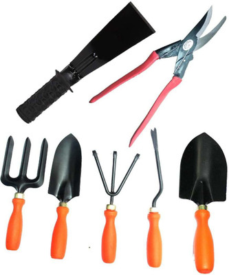 ERIN Gardening Tool Sets combo pack of 7 Pcs with German style cutter and Khurpa 2 Inches Garden Tool Kit(7 Tools)