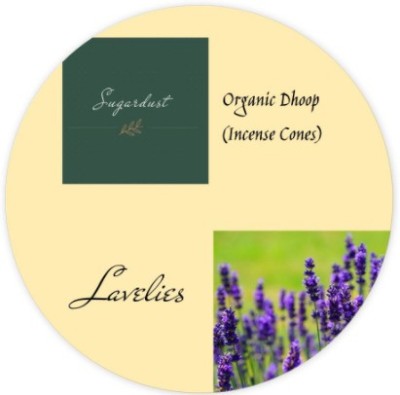 Sugardust Organic Incense Cones| Lavender | Dhoop batti (32 Cones) (4.5cm Height 1,5cm Thick) Lavender(32, Set of 1)