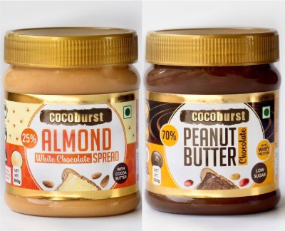 Jindal Cocoa Cocoburst Almond White Chocolate & Cocoburst Peanut Butter Chocolate Spread (pack of 2) 600 g(Pack of 2)