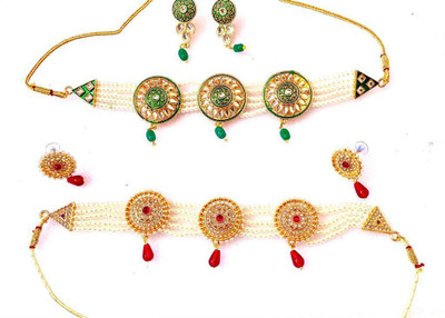 NIKYANKA Brass Gold-plated Multicolor Jewellery Set(Pack of 1)