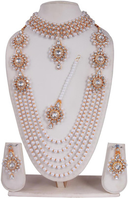 ABHRIK IMITATION Alloy Gold-plated White Jewellery Set(Pack of 1)