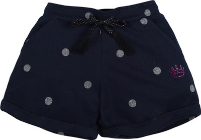 Plum Tree Short For Girls Casual Polka Print Pure Cotton(Dark Blue, Pack of 1)