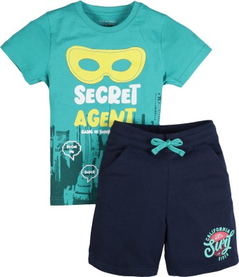 Plum Tree Boys Casual T-shirt Shorts(GREEN & NAVY)