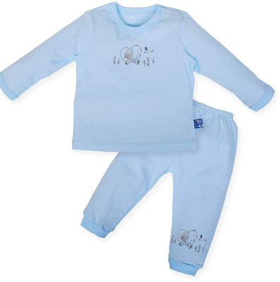 Pokory Kids Nightwear Baby Boys & Baby Girls Printed Cotton Blend(Light Blue Pack of 1)