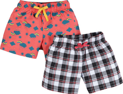 Plum Tree Short For Girls Casual Checkered Pure Cotton(Multicolor, Pack of 2)